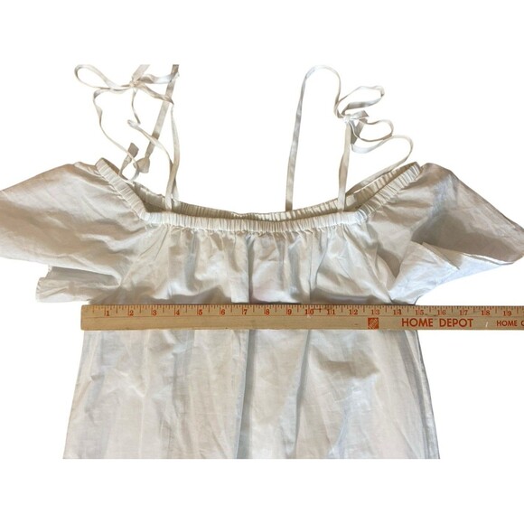Madewell White Off‎ Shoulder Embroidered Cotton Dress Sz S Boho Lace Hem Summer - Picture 7 of 11